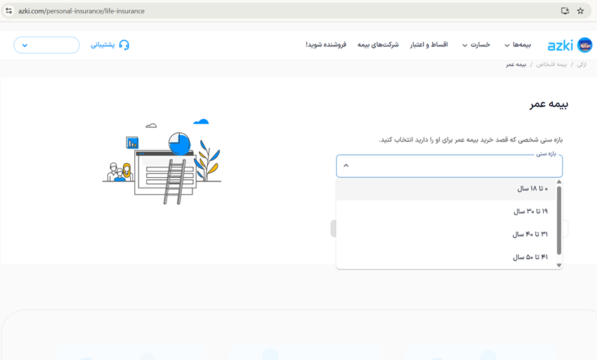 ورود بازه سنی خریدار بیمه عمر 